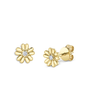 Moon & Meadow 14K Yellow Gold Diamond Flower Stud Earrings