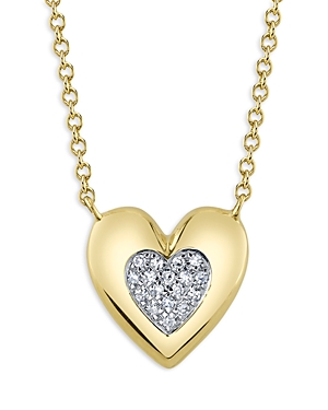 Moon & Meadow 14K Yellow Gold Diamond Heart Pendant Necklace, 17-18
