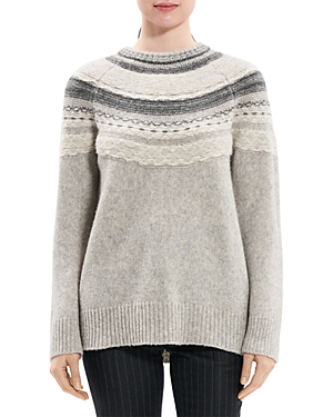 Shop Theory Fair Isle Sweater In Light Grey Multi