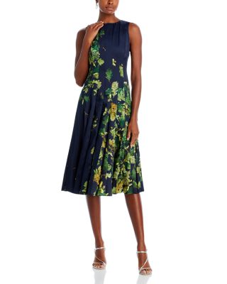 Oscar de la Renta Acorn Print Paneled Midi Dress Bloomingdale's