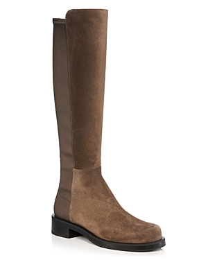 Shop Stuart Weitzman Women's Halfnhalf Bold Suede & Stretch Knee High Boots In Charcoal