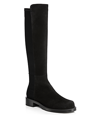 Shop Stuart Weitzman Women's Halfnhalf Bold Suede & Stretch Knee High Boots In Black