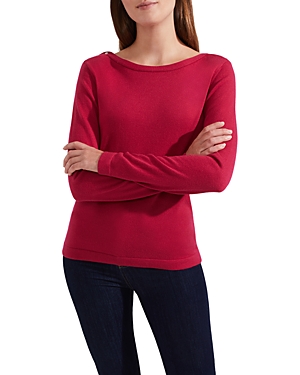 Hobbs London Petula Boat Neck Sweater In Berry Red