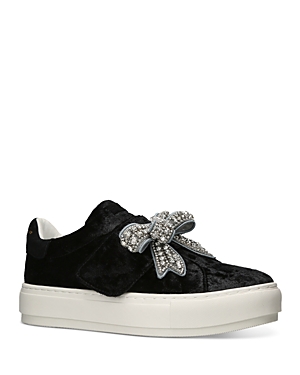 Shop Kurt Geiger Women's Laney Crystal Bow Platform Sneakers In Black