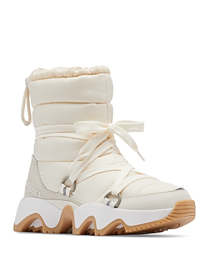 Sorel Kinetic Impact Puffy Lace-up Snow Boots In Chalk/sea Salt
