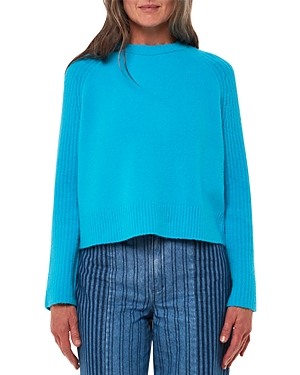 Shop Whistles Anna Mixed Knit Sweater In Turquoise