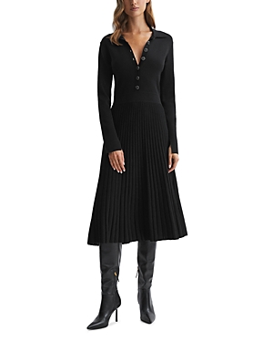 REISS MIA PLEATED KNIT DRESS