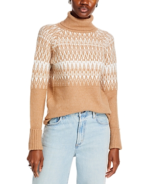 Single Thread Metallic Turtleneck Sweater In Natural/ Whisper White