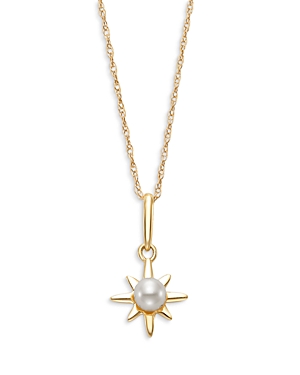 Bloomingdale's Cultured Freshwater Pearl Starburst Pendant Necklace In 14k Yellow Gold, 16-18 In White/gold