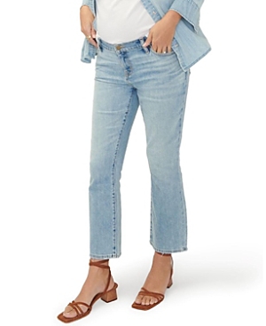 Hatch Collection Under The Bump Crop Maternity Jean In Light Wash