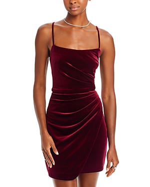 Aqua Ruched Velvet Mini Dress - 100% Exclusive In Burgundy
