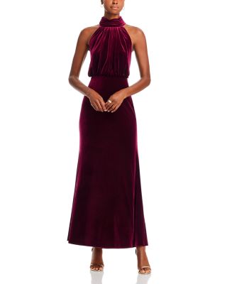 plum velvet bridesmaid dress BALENCIAGA Long plum-colored velvet dress main image 1