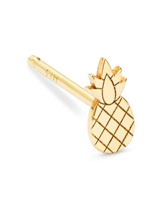 14K Yellow Gold Itty Bitty Symbols Pineapple Single Stud Earring
