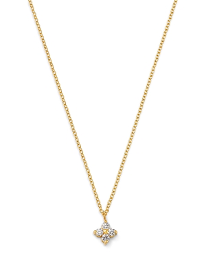 Shop Zoë Chicco 14k Yellow Gold Prong Diamonds Diamond Flower Pendant Necklace, 14-16