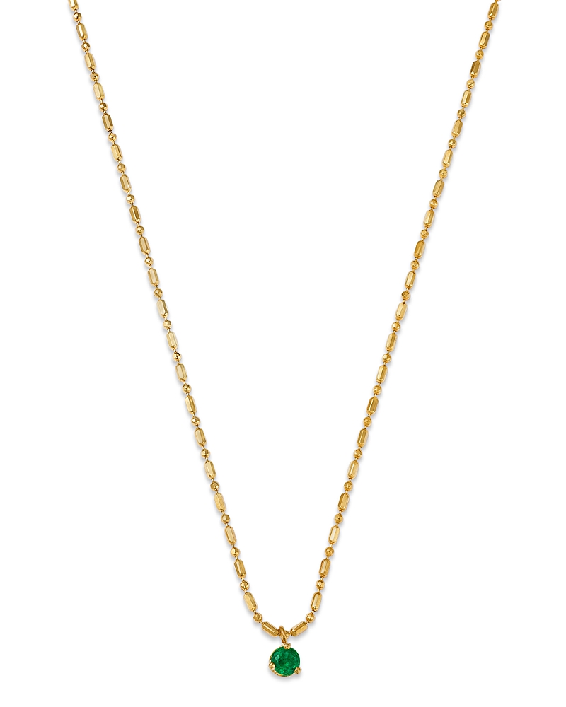 Zoë Chicco 14k Yellow Gold Emerald Gemstones Emerald Solitaire Pendant Necklace, 16 In Green/gold