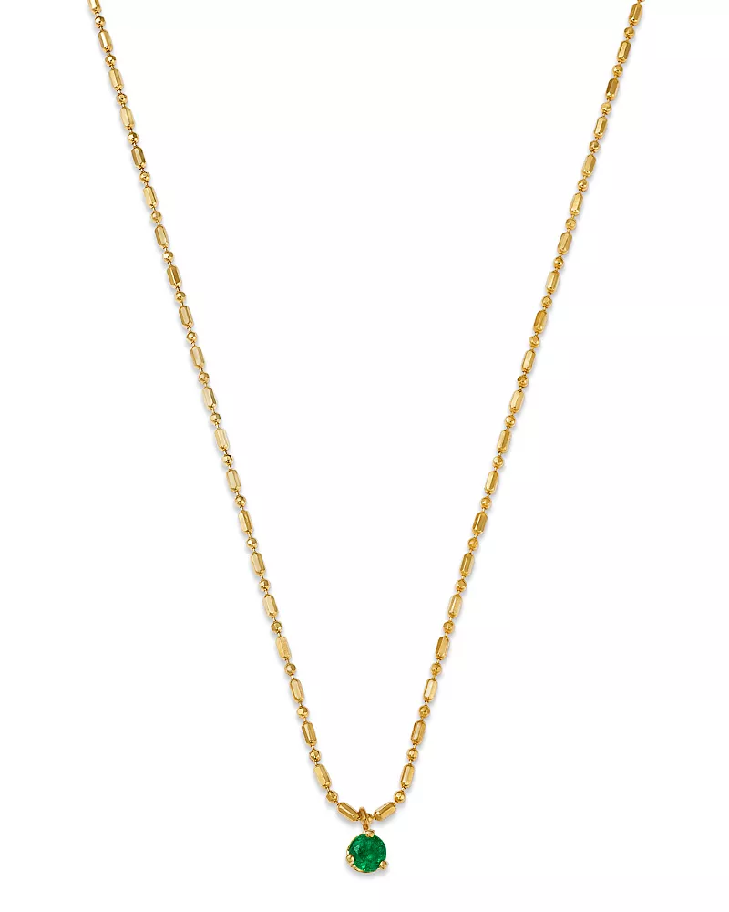 Zoe Chicco 14K Yellow Gold Emerald Gemstones Emerald Solitaire Pendant Necklace, 16