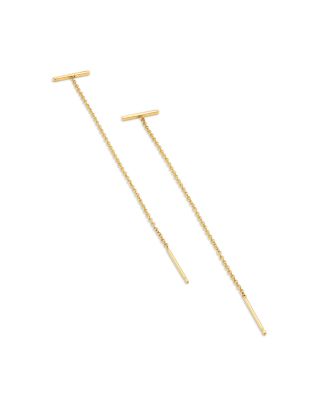 14K Yellow Gold Gold Bars Threader Earrings