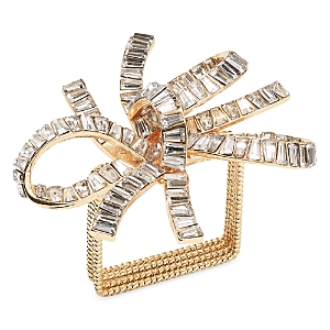 Kim Seybert Jeweled Bow Napkin Ring in Gold & Crystal, Set of 4 in a Gift Box