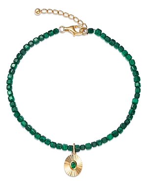Bloomingdale's Emerald Stackable Bead Sunbeam Charm Bracelet In Green/gold