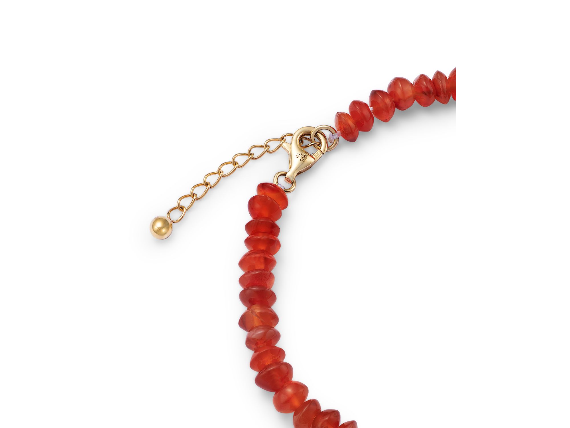 Garnet & Carnelian Bead Hamsa Hand Charm Bracelet in 14K Yellow Gold — Image 4