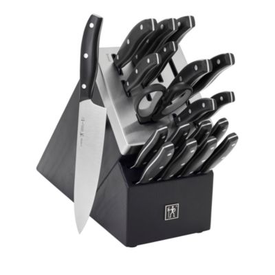 Black and Gold Knife Set with Black Self-Sharpening Block