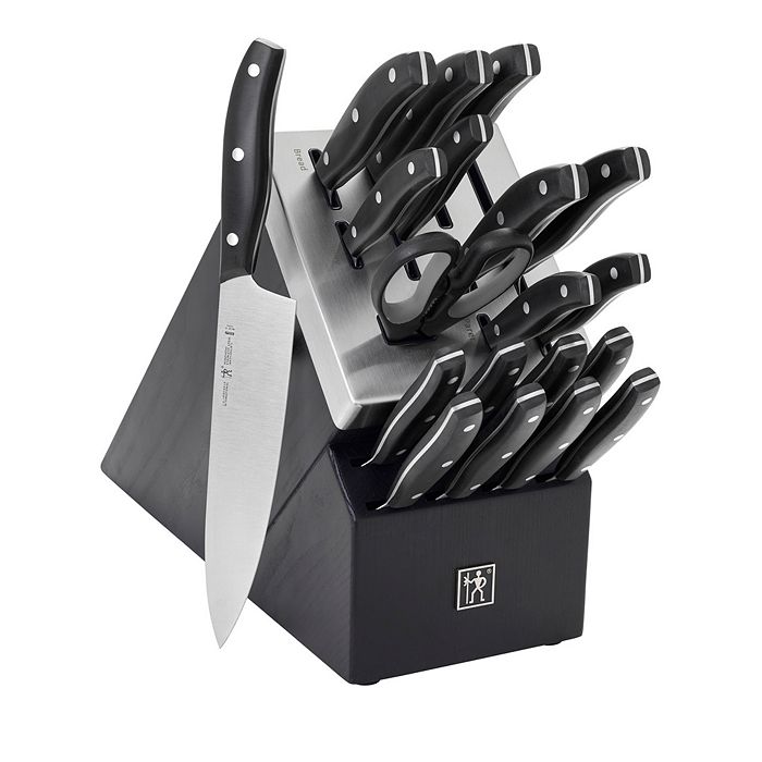  White and Gold Knife Set with Block Self Sharpening