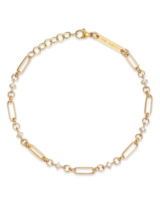 Zoë Chicco - 14K Yellow Gold Prong Diamonds Diamond Rolo & Paperclip Link Bracelet