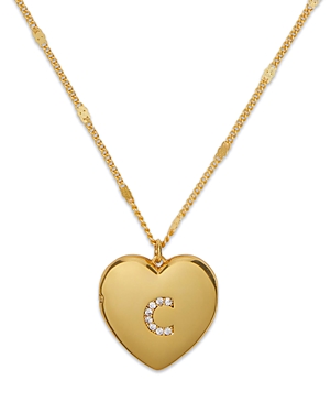 kate spade new york Letter Lockets Pave Initial Heart Pendant Necklace in Gold Tone, 16-19