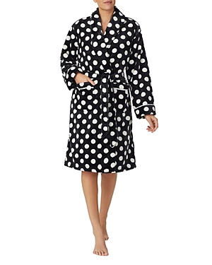 Shop Kate Spade New York Printed Wrap Robe In Black Dot