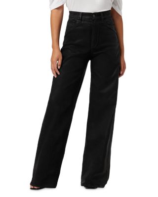 Joe's Jeans - The Mia Petite High Rise Wide Leg Coated Jeans in Black