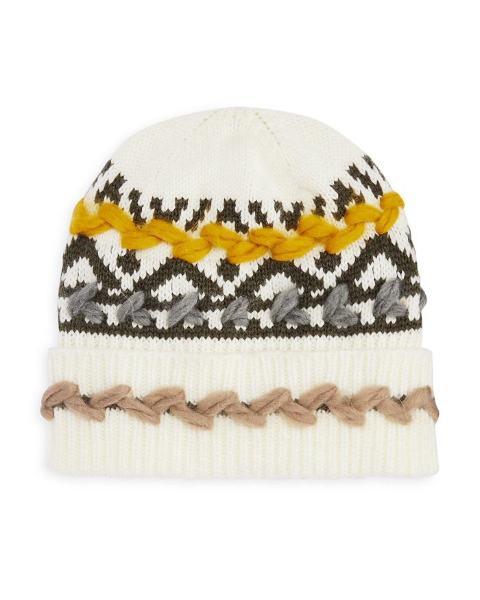 Shop Aqua Rustic Knit Hat - 100% Exclusive In White/yellow