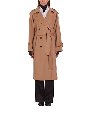 The Kooples Notch Collar Double Face Long Coat In Camel