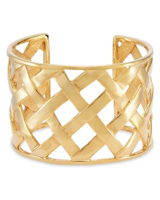 Kenneth Jay Lane - Basket Weave Cuff Bracelet in Gold Tone