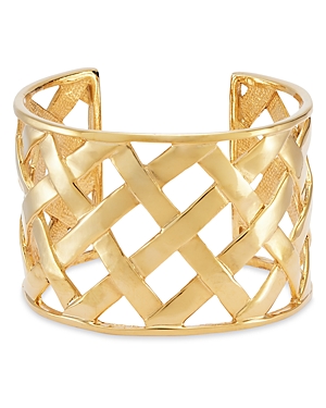 Basket Weave Cuff Bracelet in Gold Tone