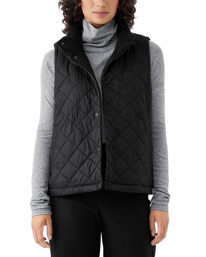 Eileen Fisher Quilted High Collar Reversible Vest | Bloomingdale's