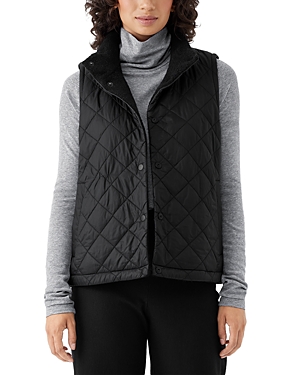 Eileen Fisher Reversible Quilted Vest In Black