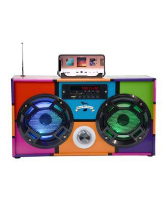 Bluetooth FM Radio with LED Speakers Boombox - Ages 6+