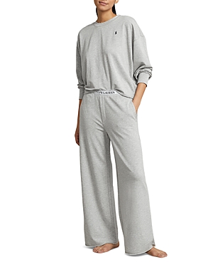 Shop Polo Ralph Lauren Sweatshirt & Wide Leg Pants Set - 100% Exclusive In Heather Gray