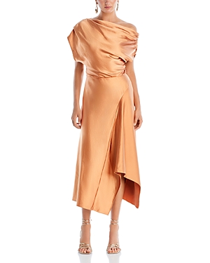 Shop A.l.c Jasmine Asymmetric Midi Dress In Sandstone