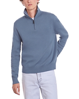 The Kooples Quarter Zip Sweater In Blue Grey
