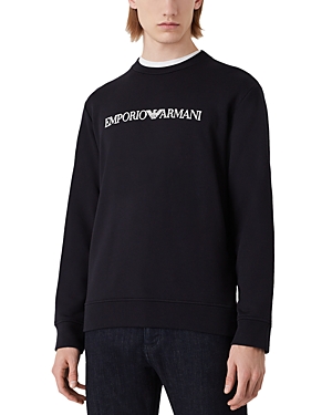 Shop Emporio Armani Fleece Logo Print Regular Fit Crewneck Sweatshirt In Multi