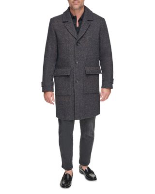 Wexford Textured Herringbone Relaxed Fit Long Overcoat 