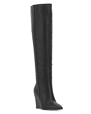 Shop Vince Camuto Women's Tiasie Knee High Wedge Heel Boots In Black