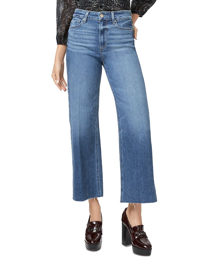 PAIGE Anessa High Rise Ankle Wide Leg Raw Hem Jeans in Painterly ...