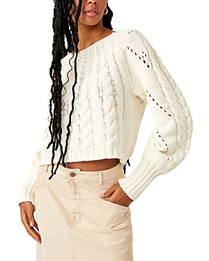 FREE PEOPLE SANDRE CROPPED CABLE KNIT SWEATER