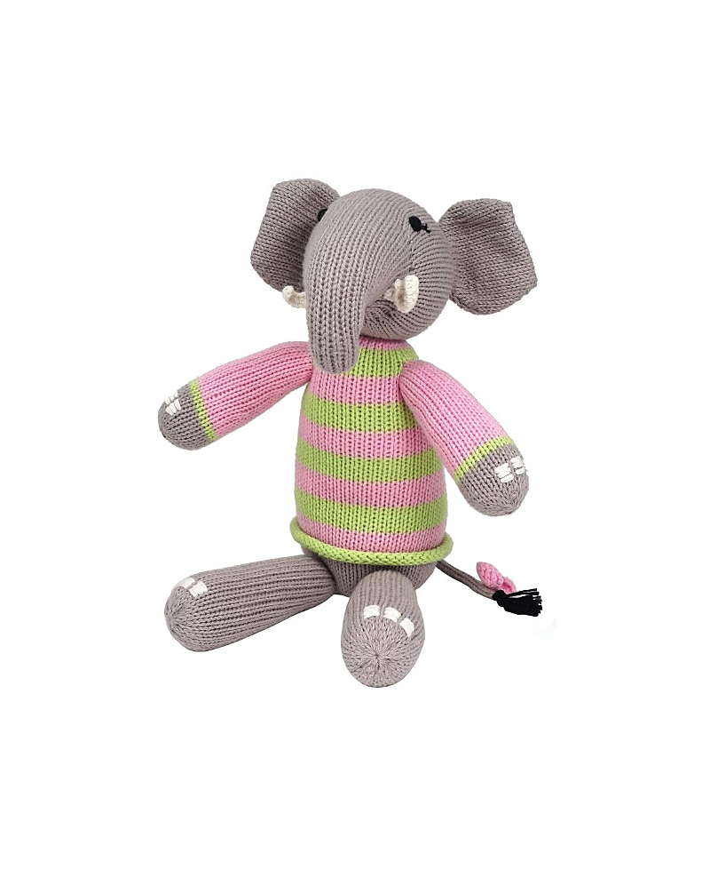 Melange Collection Knit Cotton Elephant In Pink Sweater - Ages 0+