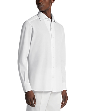 Zegna Cotton Regular Fit Dress Shirt In White