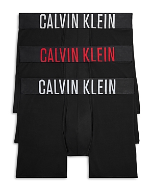 Calvin Klein Intense Power Boxer Briefs, Pack Of 3 In Black W/ Arctic Ice/rouge/lunar Rock Logo
