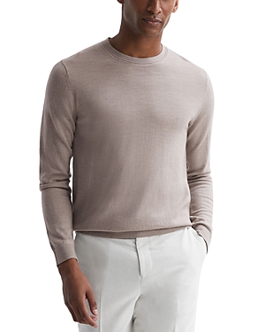 Reiss Wessex - Mink Merino Wool Crew Neck Jumper, L In Mink