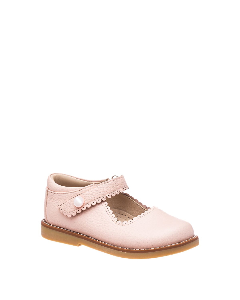 Elephantito Girl's Scalloped Leather Mary Jane, Toddler/kids In Pink